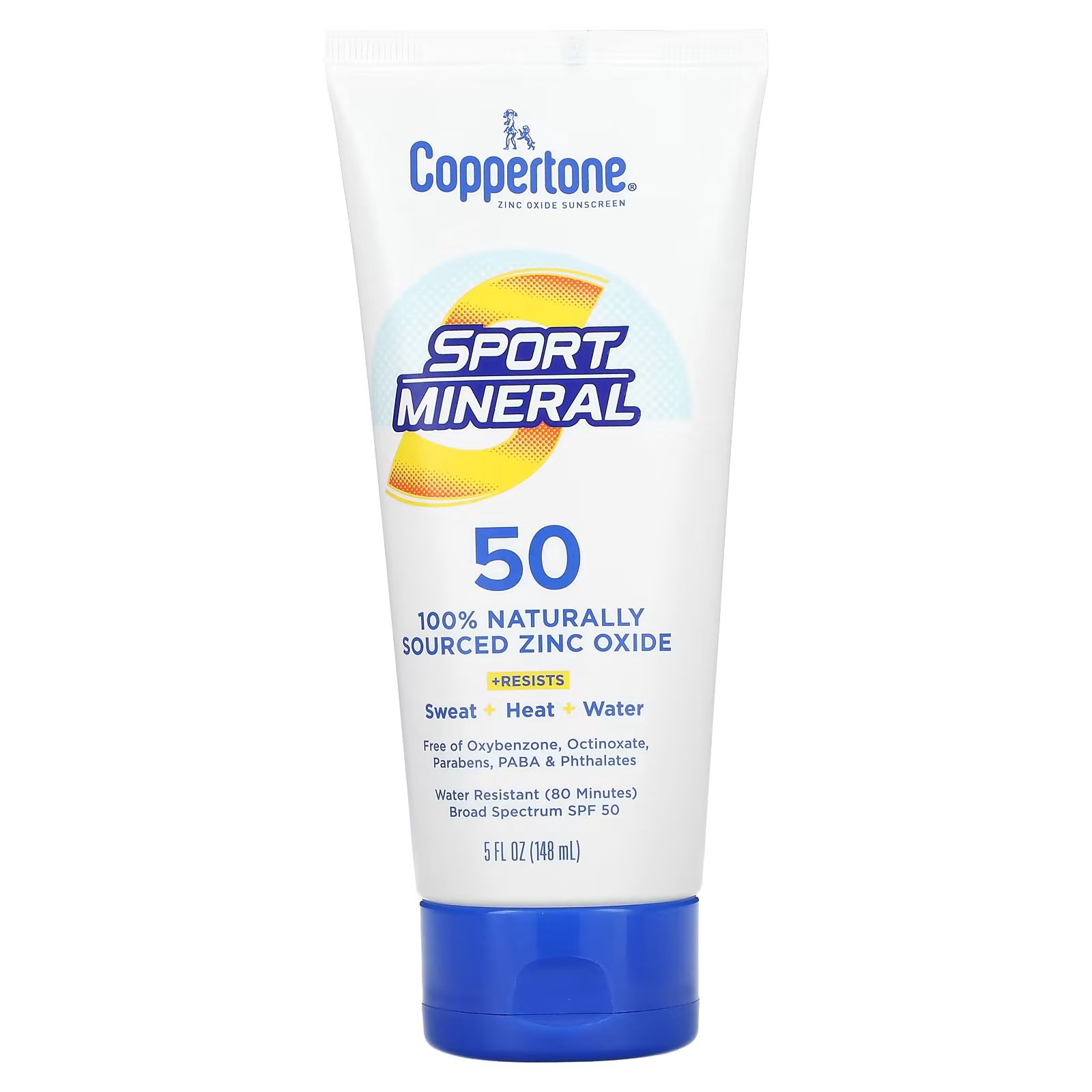 

Sport Mineral, Солнцезащитный крем с оксидом цинка, SPF 50, 5 жидких унций (148 мл) Coppertone