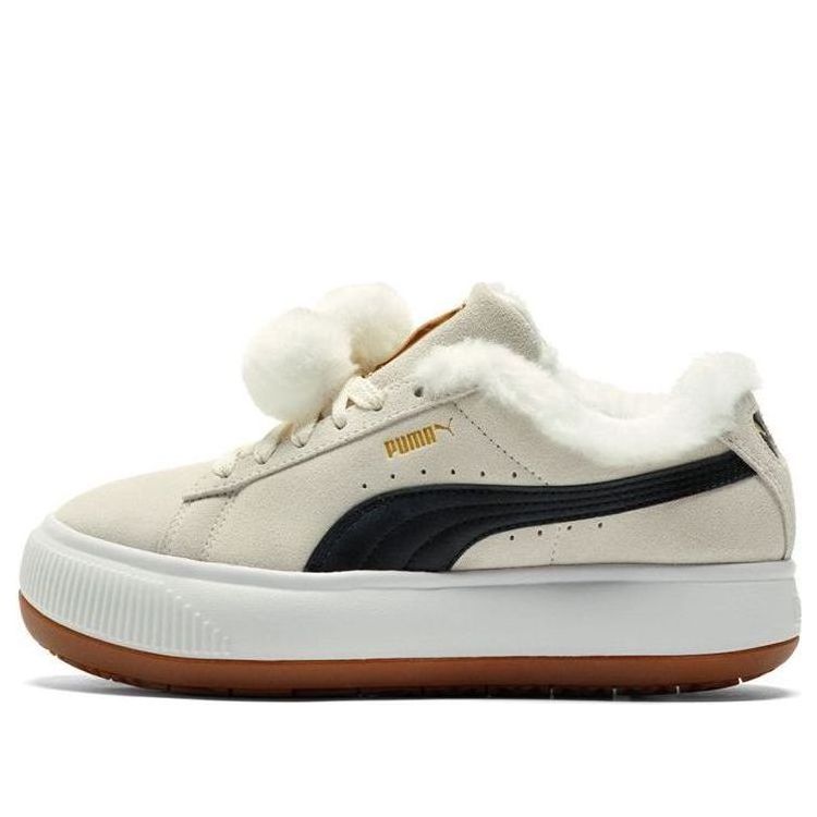Кеды (WMNS) PUMA Suede Mayu 'Fur - Whisper White Black' 385265-01, кремовый