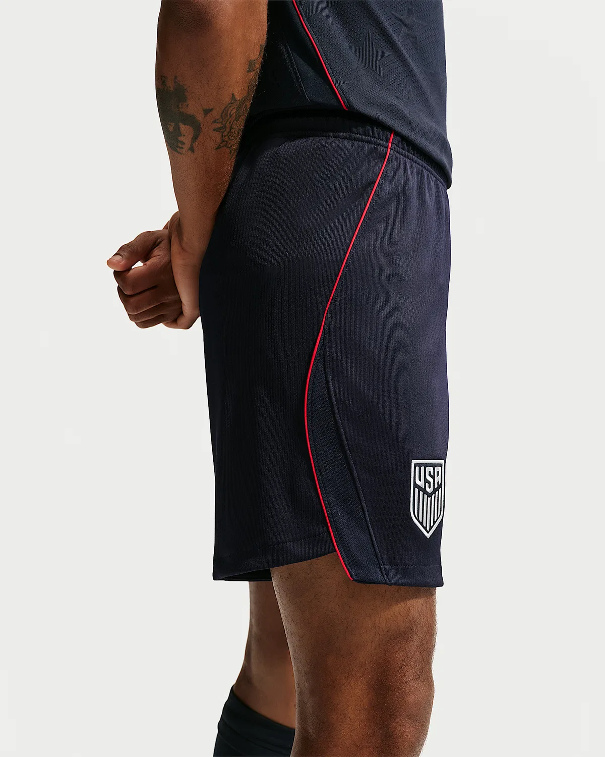 Мужские футбольные шорты Nike Dri-FIT Replica USMNT 2026 Stadium Away, Dark Obsidian/University Red/Pure Platinum — фото 3