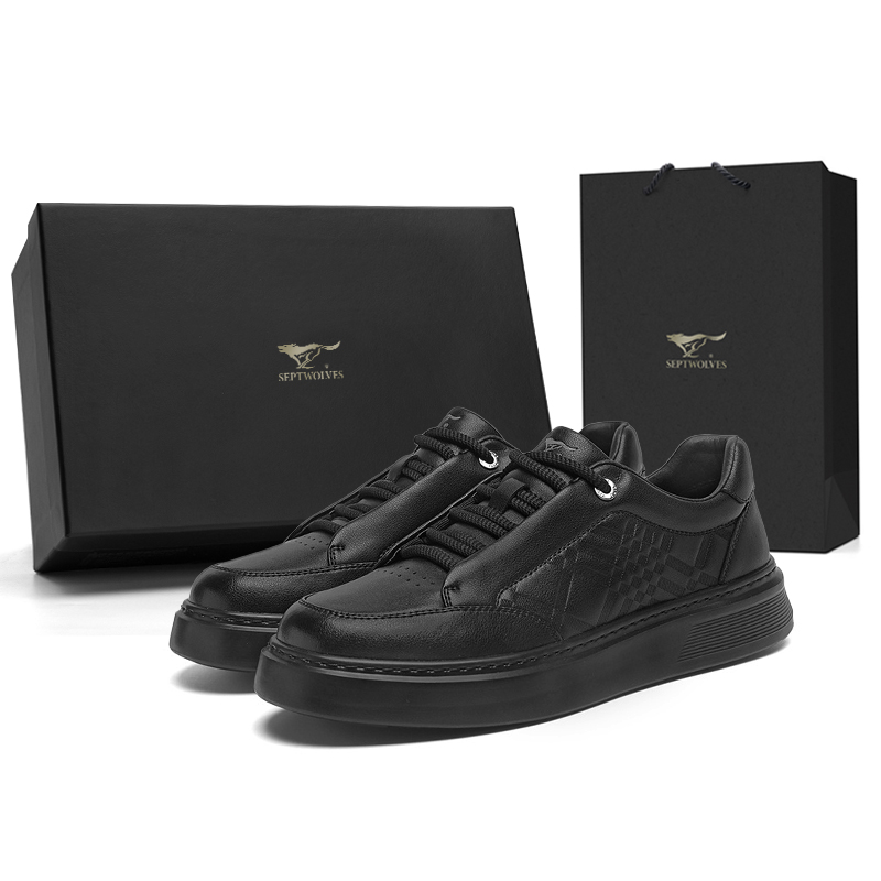 

SEPTWOLVES Низкие скейтерские кросcовки мужские черные, цвет Black (Standard Leather Shoe Size)
