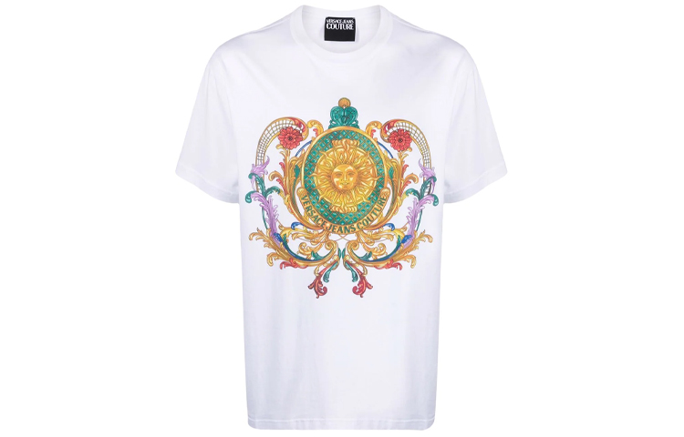 

Футболка из органического хлопка с эффектом солнечного принта VERSACE JEANS COUTURE, белый