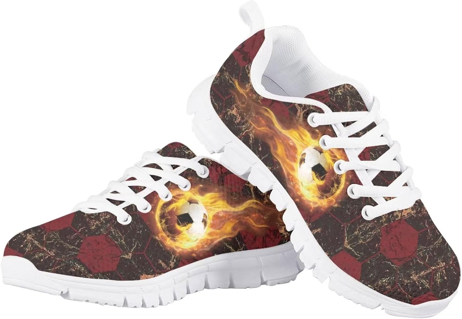 

Унисекс детские модные кроссовки для повседневной носки, бега и прогулок, всепогодные Giftpuzz, Fire Soccer