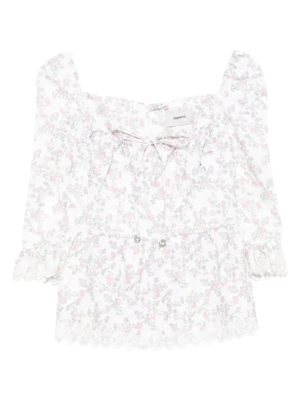 

Топ с цветочным принтом и оборками COPERNI, белый