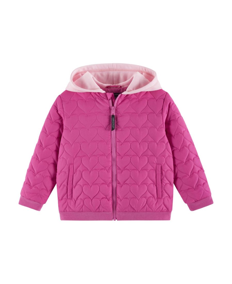 

Детская/подростковая розовая стеганая куртка с капюшоном и сердечками для девочек Andy & Evan, Lt. Pink