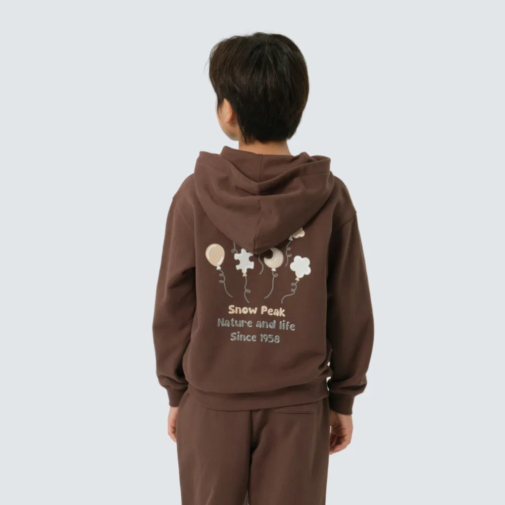 Детская худи с графическим принтом, коричневая, от Snowpeak Apparel Kids — фото 3