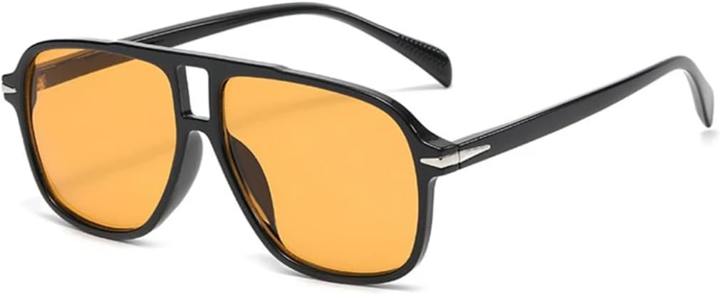 

Мужские солнцезащитные очки в стиле ретро с двойной перемычкой, модные очки с заклепками, защита от УФ-излучения UV400, женские модные очки с леопардовым принтом UUPTTPL, Black Orange