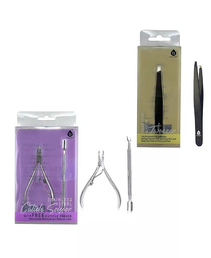 

Комплект Precision Perfection: пинцет со скошенным кончиком + набор для салонного ухода за ногтями Pursonic, цвет Multicolor