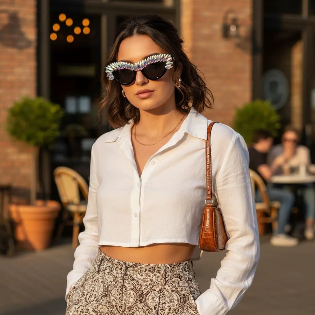 

Солнцезащитные очки Bullabulling «Кошачий глаз» для женщин, винтажные квадратные, с блестящими кристаллами, модные ретро-солнцезащитные очки «Кошачий глаз», Ab