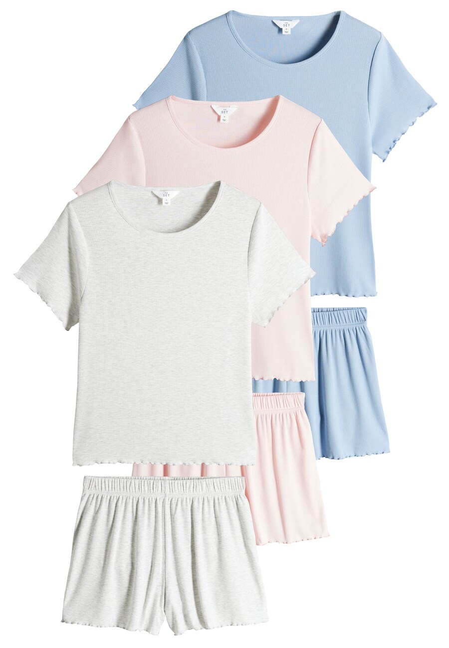 

Короткий пижамный комплект The Set, цвет Light blue/Light grey/Pastel pink