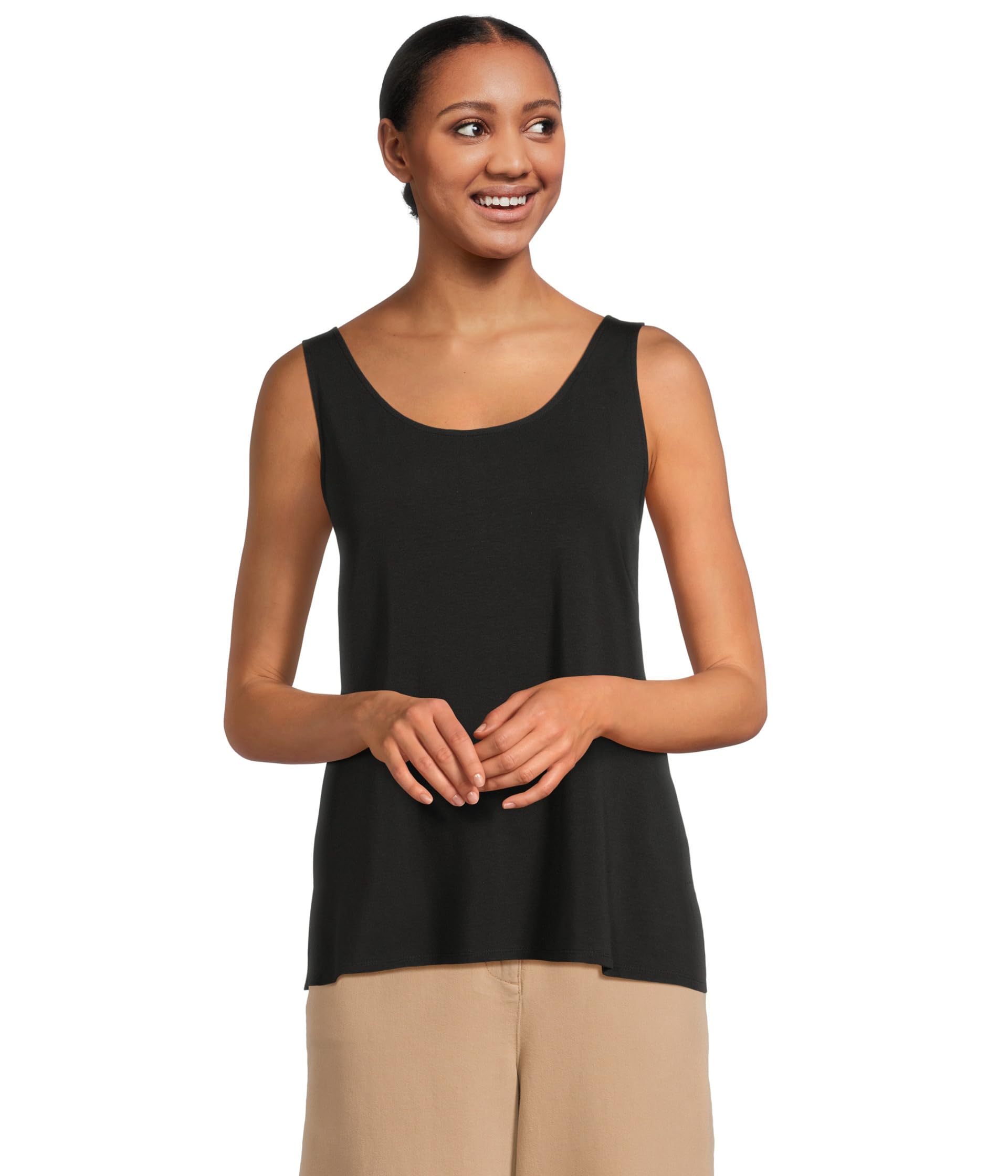 

Топ Eileen Fisher Scoop Neck Tank, черный