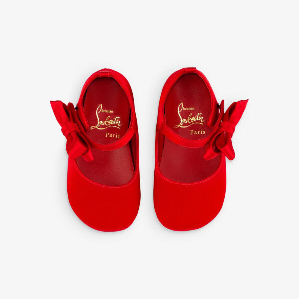 Туфли для кроватки из креп-сатина Lou Babe с бантиками 0–12 месяцев Christian Louboutin, цвет loubi — фото 2