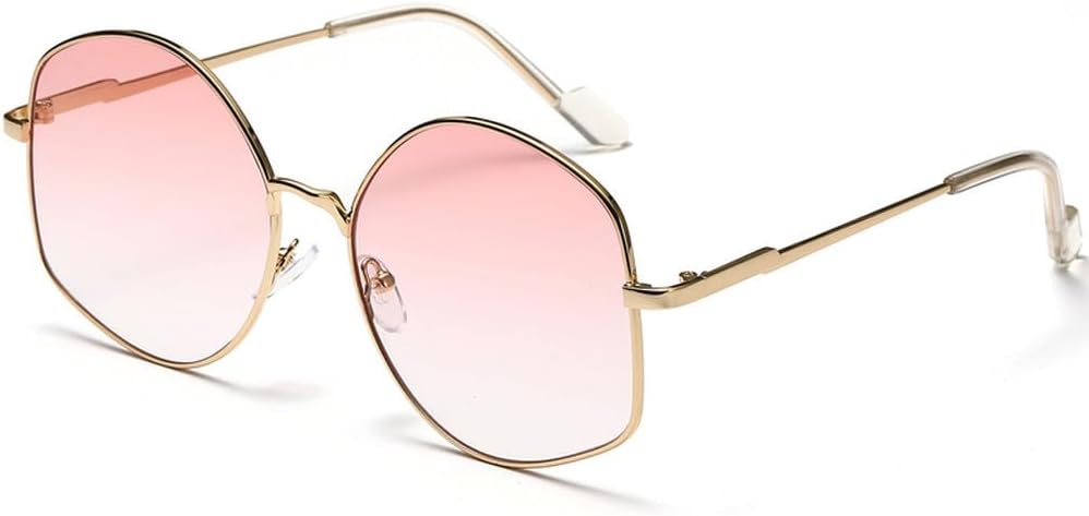 

Мужские солнцезащитные очки большого размера Polygon, модные металлические женские солнцезащитные очки с защитой от УФ-излучения UV400, модный аксессуар для очков TKKTLLT, Gold Pink