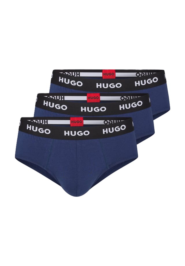 

Трусы комплект из 3 пар с логотипом на поясе Hugo Red, синий