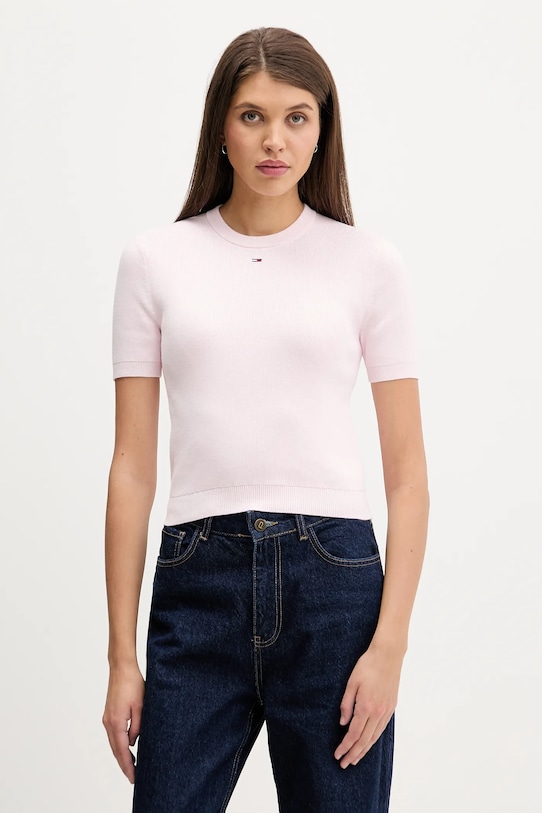 

Хлопковый свитер Tommy Jeans, розовый