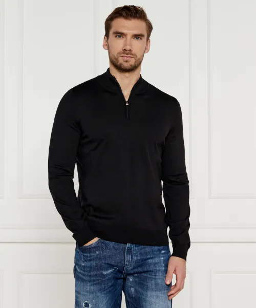 

Водолазка из шерсти эбенджи Regular fit Boss, черный