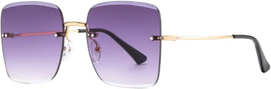 

Винтажные солнцезащитные очки без оправы для женщин, модные, большие, классические, с градиентным переходом цвета, защита от УФ-излучения UV400 TKKTLLT, C2