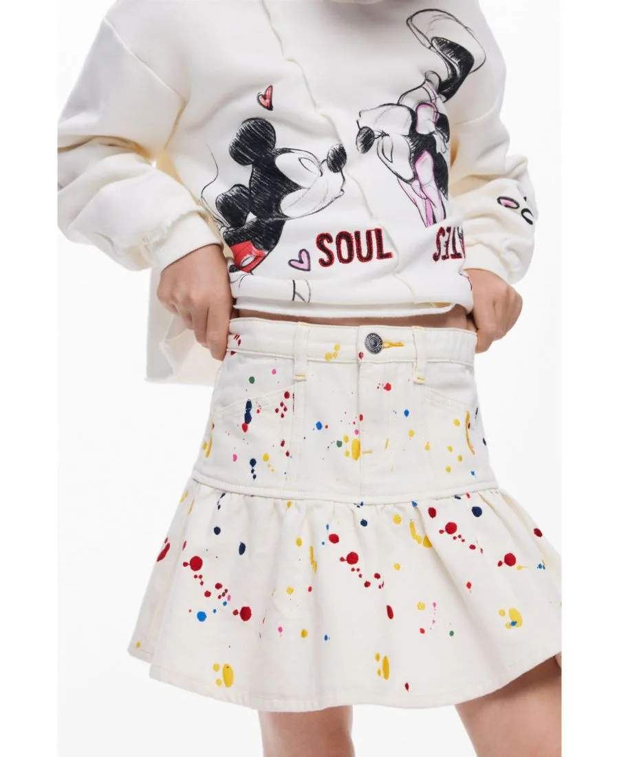 Короткая юбка-плиссе для девочек Desigual, off белый — фото 2