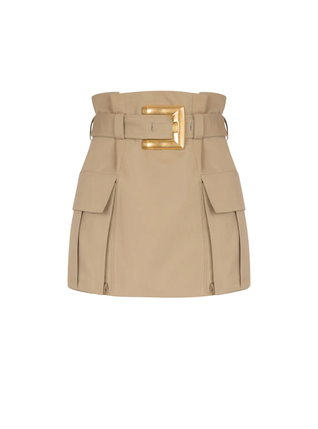 

Габардиновая юбка с завышенной талией Balmain, бежевый