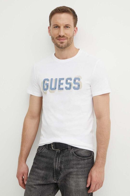 

Хлопковая футболка Guess, белый