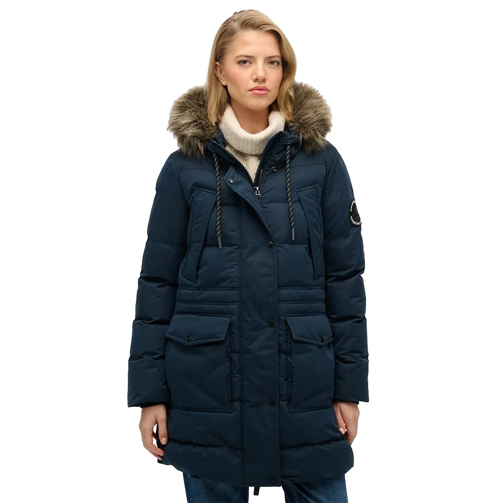 Пуховая куртка Superdry Everest MF Mid из искусственного меха, синий — фото 3