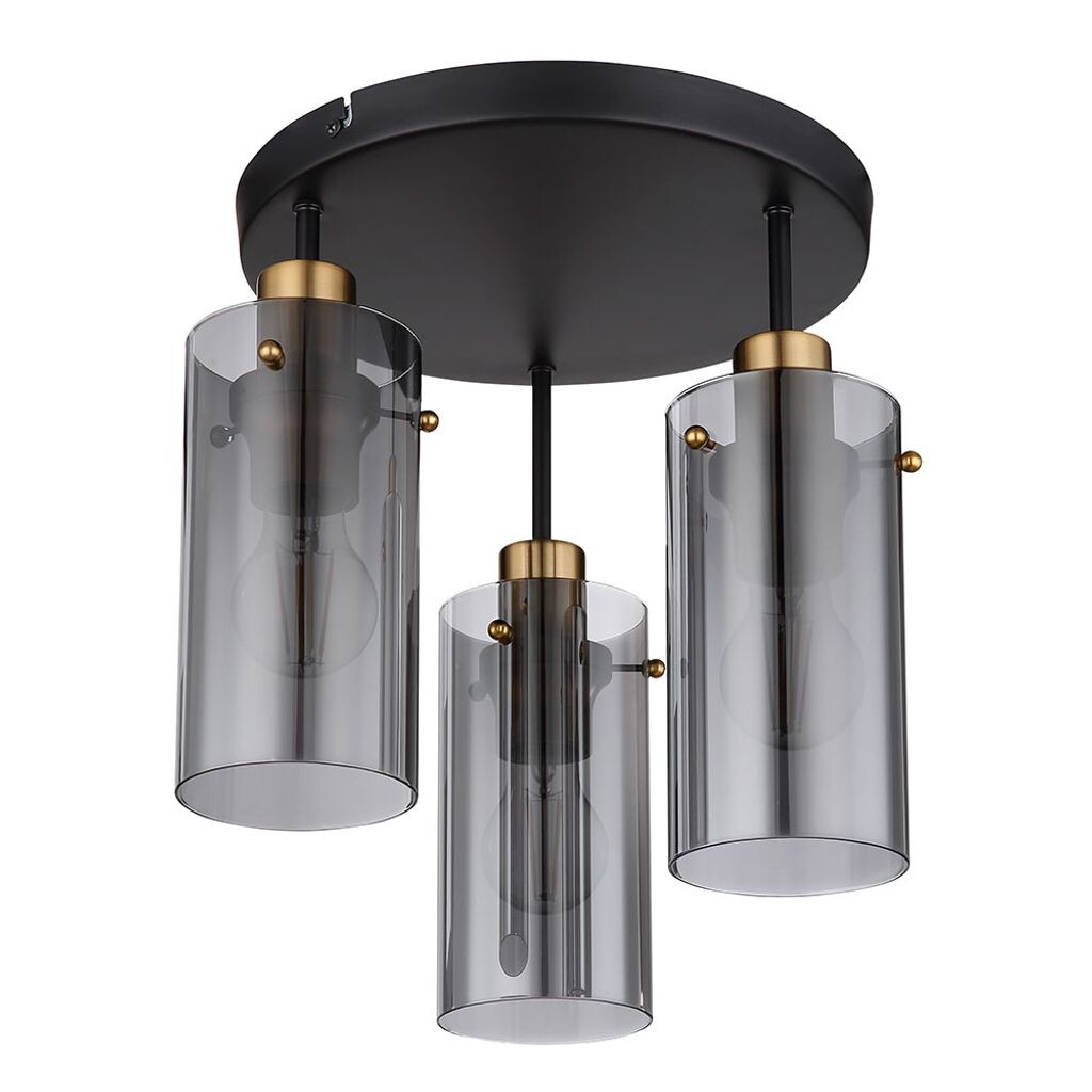 

Потолочный светильник, 3 лампочки, дымчатое стекло, черный, D 30 см Globo Lighting