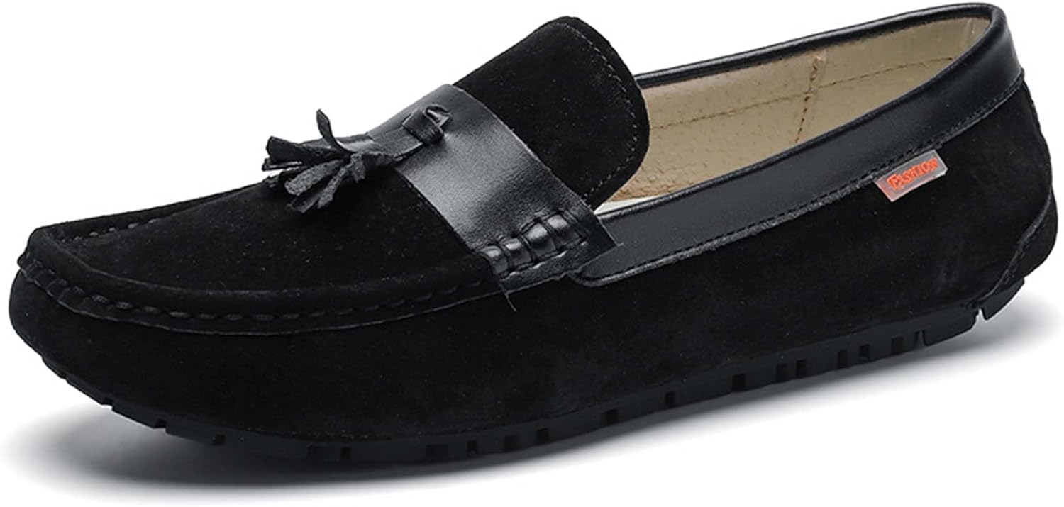 

Мужские пенни-лоферы из модного замша, деловая и повседневная обувь для прогулок, вождения, с противоскользящей подошвой, для офиса, банкетов, свадеб, костюмов и платьев, кожаные туфли Generic, черный