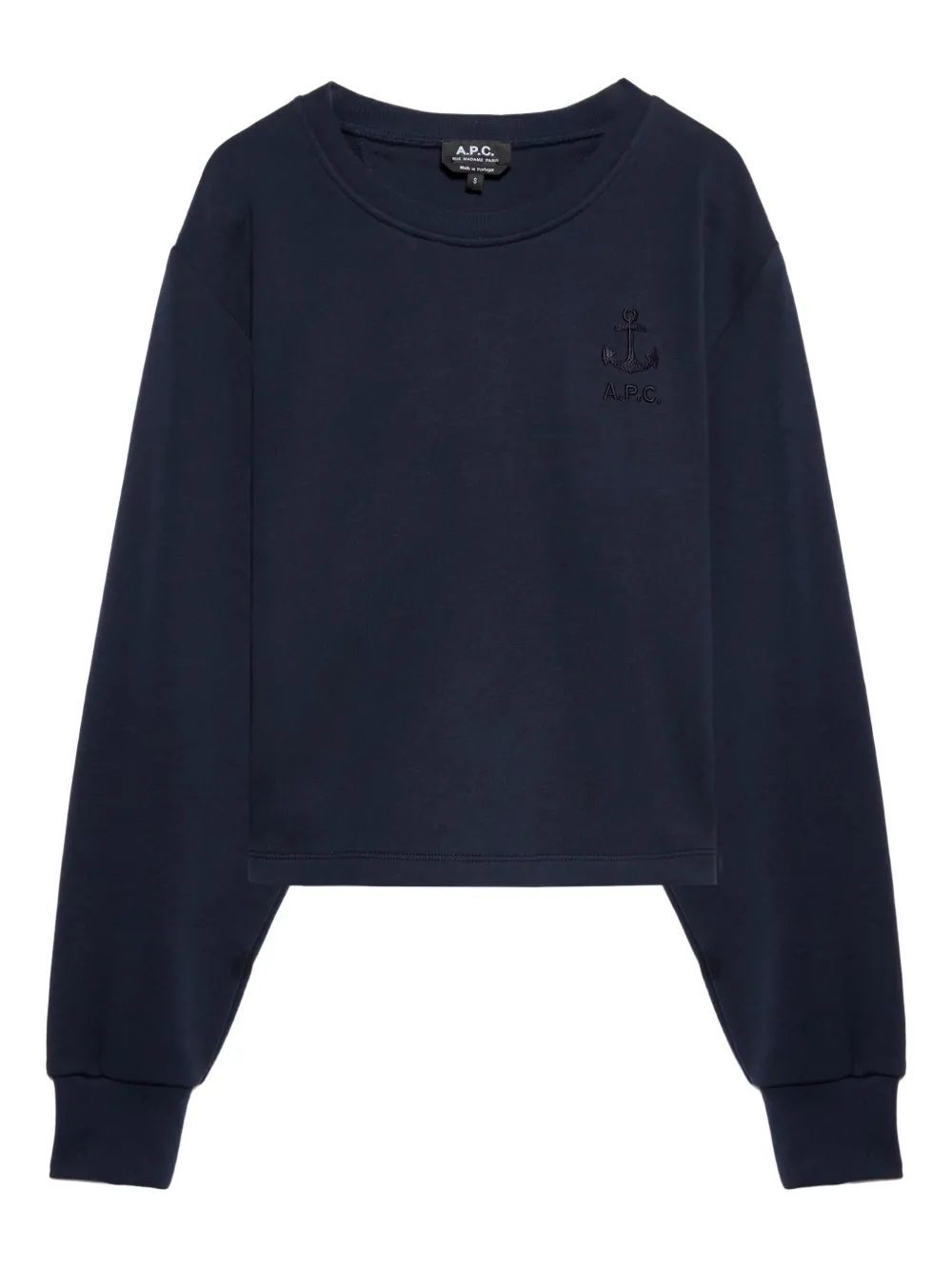 

Укороченная толстовка с вышивкой A.P.C., синий