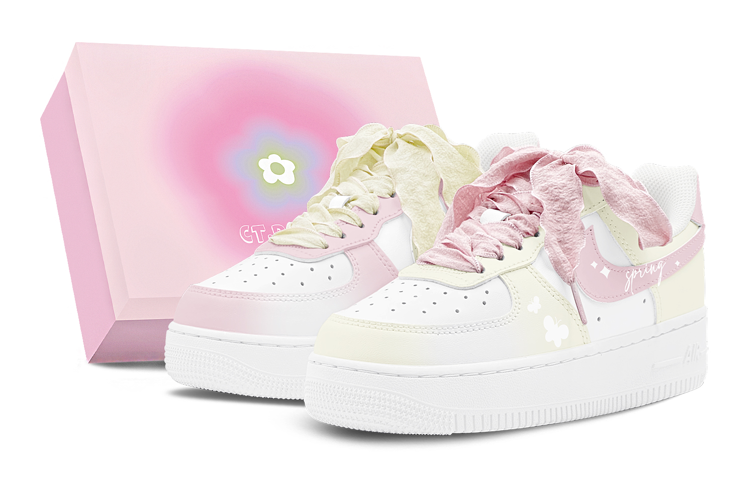 

Детские кроссовки для скейтбординга Air Force 1 для начальной школы Nike, розовый/желтый