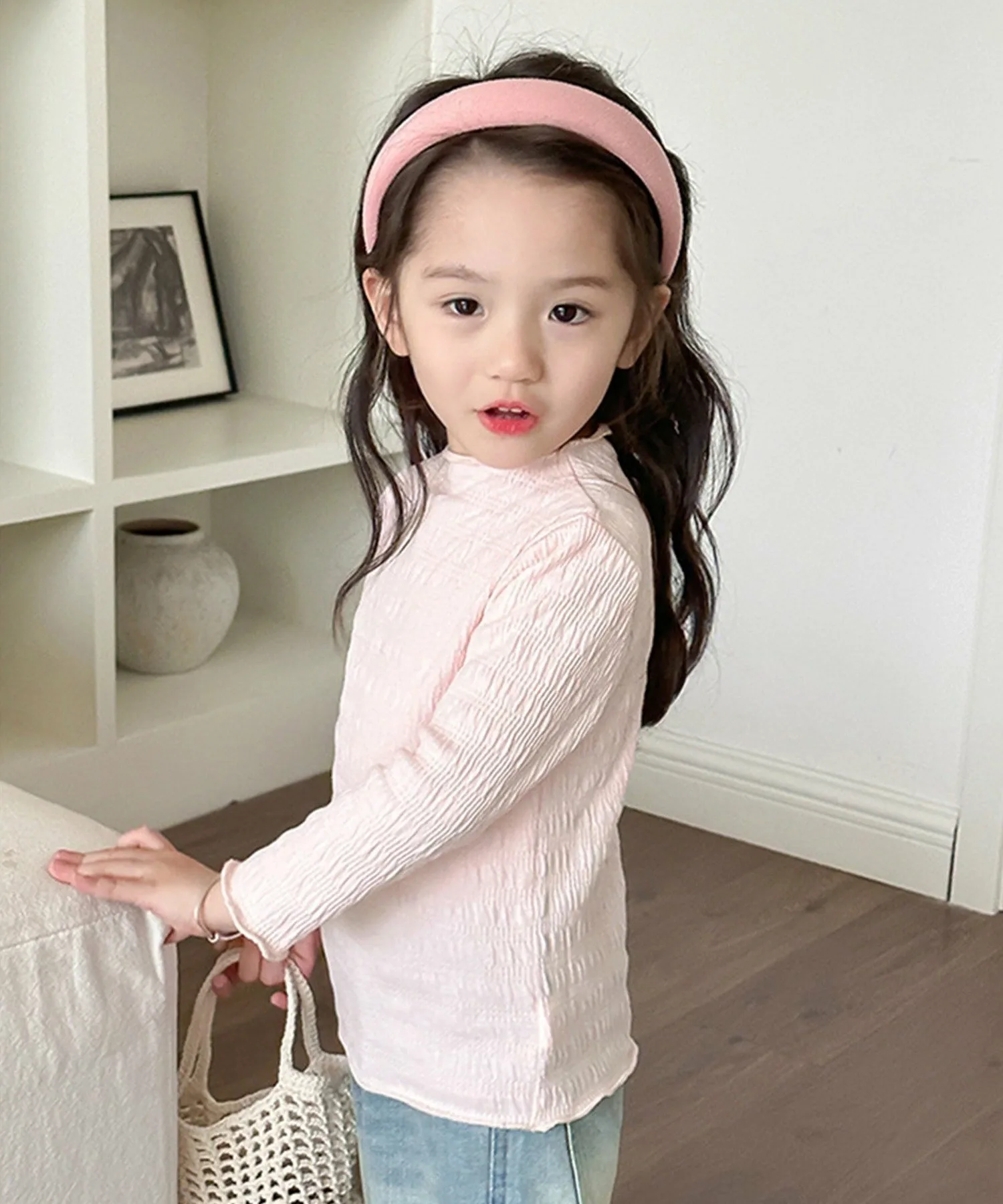 Мятая блузка с длинными рукавами Aimoha Kids, pink — фото 2