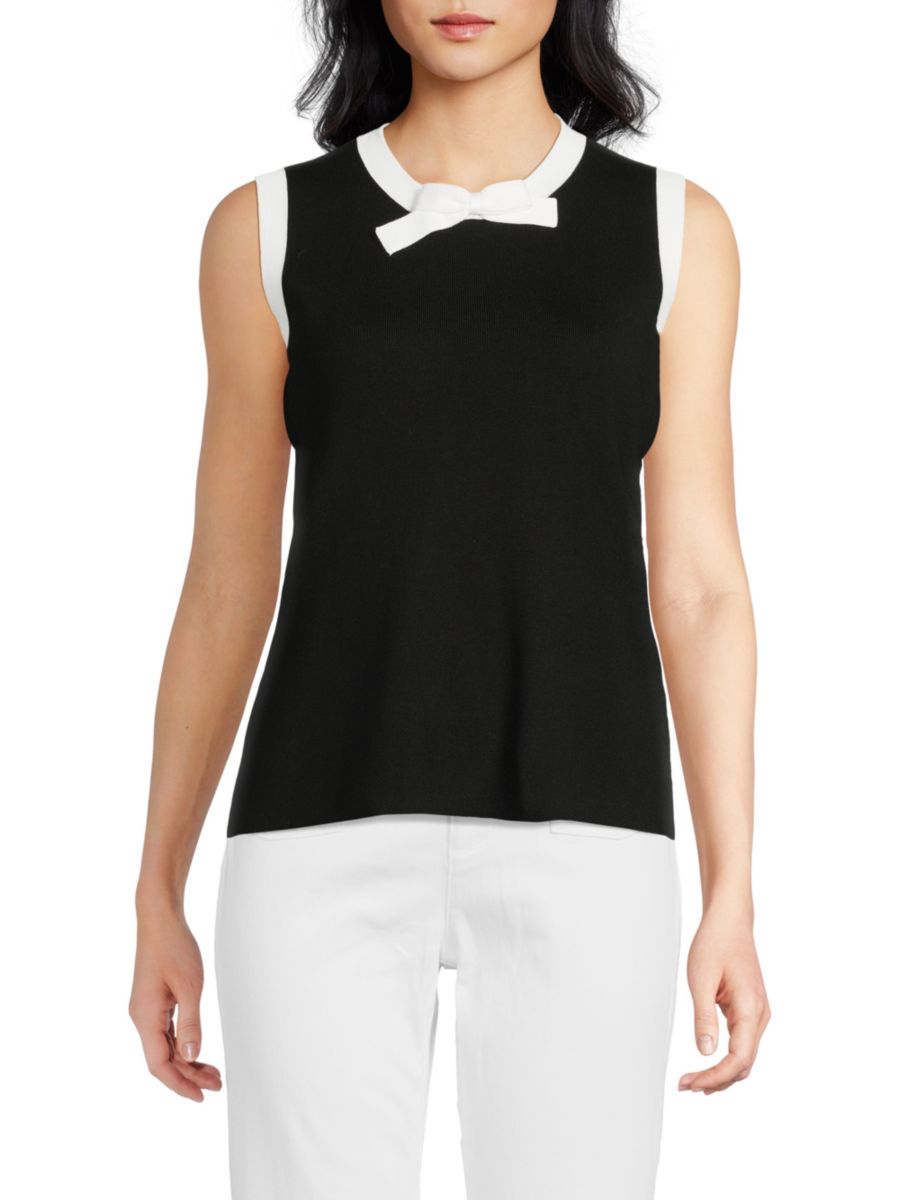 

Топ с бантом и рубчиком Karl Lagerfeld Paris, цвет Black Soft White