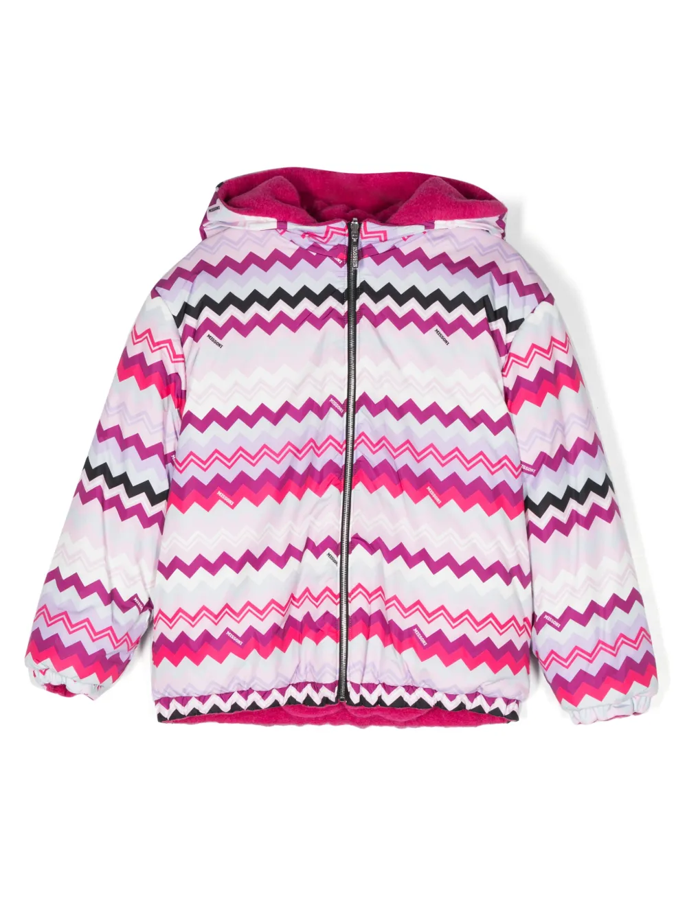 

Бомбер с капюшоном и узором зигзаг Missoni Kids, розовый