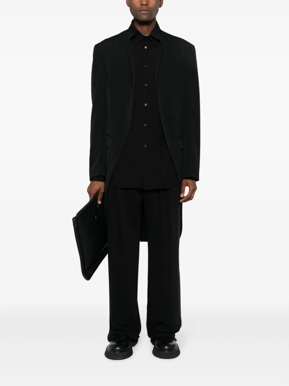 Пальто асимметричного кроя Yohji Yamamoto, черный — фото 2
