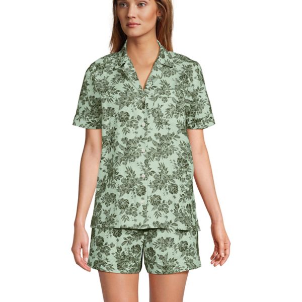 

Женский пижамный комплект из двух частей: топа и шорт Lands' End, цвет mint green floral