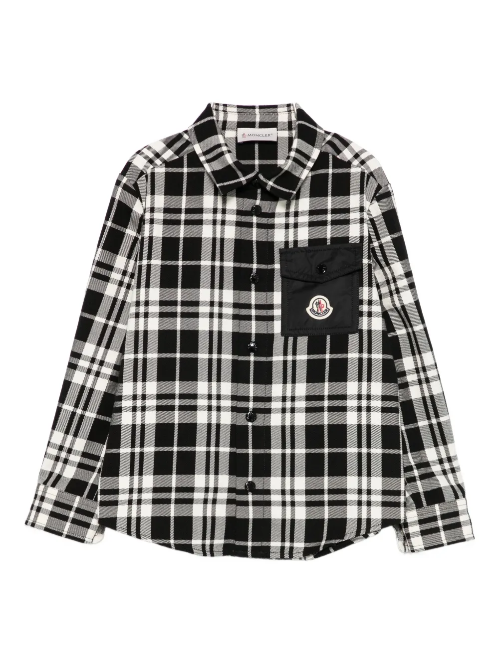 

Клетчатая рубашка с накладными карманами Moncler Enfant, черный