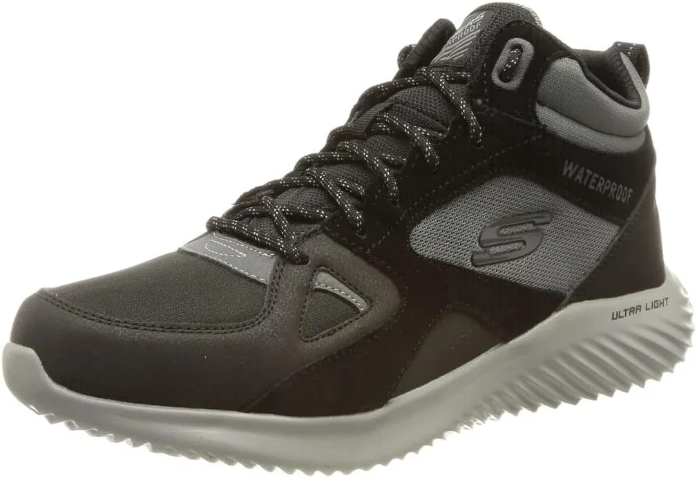 Мужские кроссовки Skechers Bounder Rivato, Black Leather Charcoal Textile Pu Trim