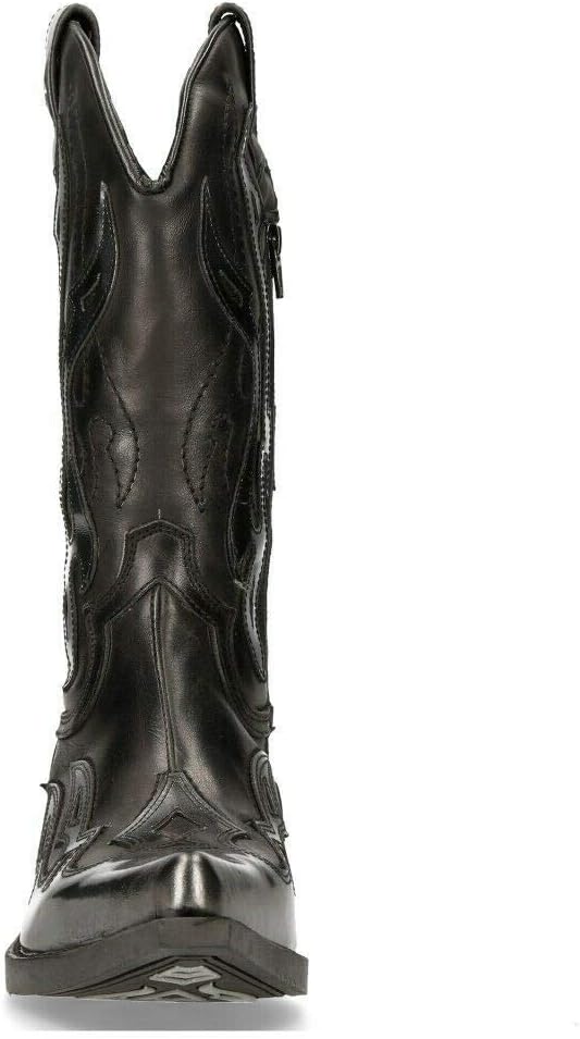 Ботинки New Rock M-7921-S3 SILVER FLAME Черная кожа Тяжелые байкерские и ковбойские, черный — фото 4