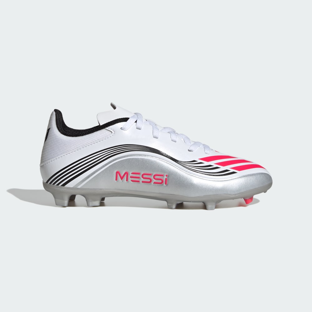 Бутсы Adidas F50 Messi League Firm/Multi-Ground Cleats Kids, цвет Cloud White/Lucid Red/Silver Metallic — фото 2