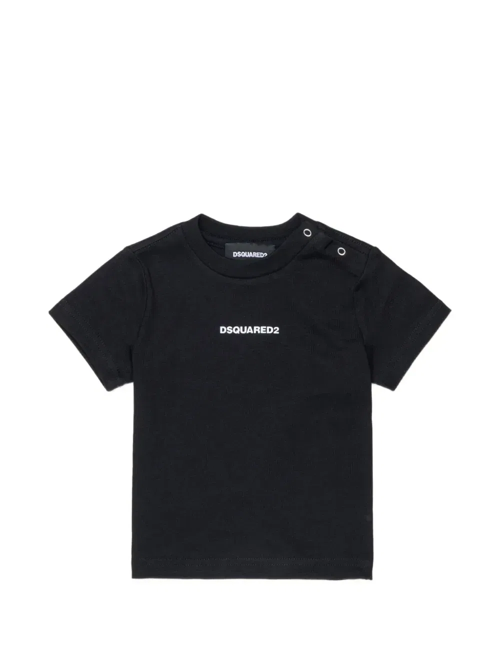 Футболка с логотипом и пуговицами на плече DSQUARED2 KIDS, черный