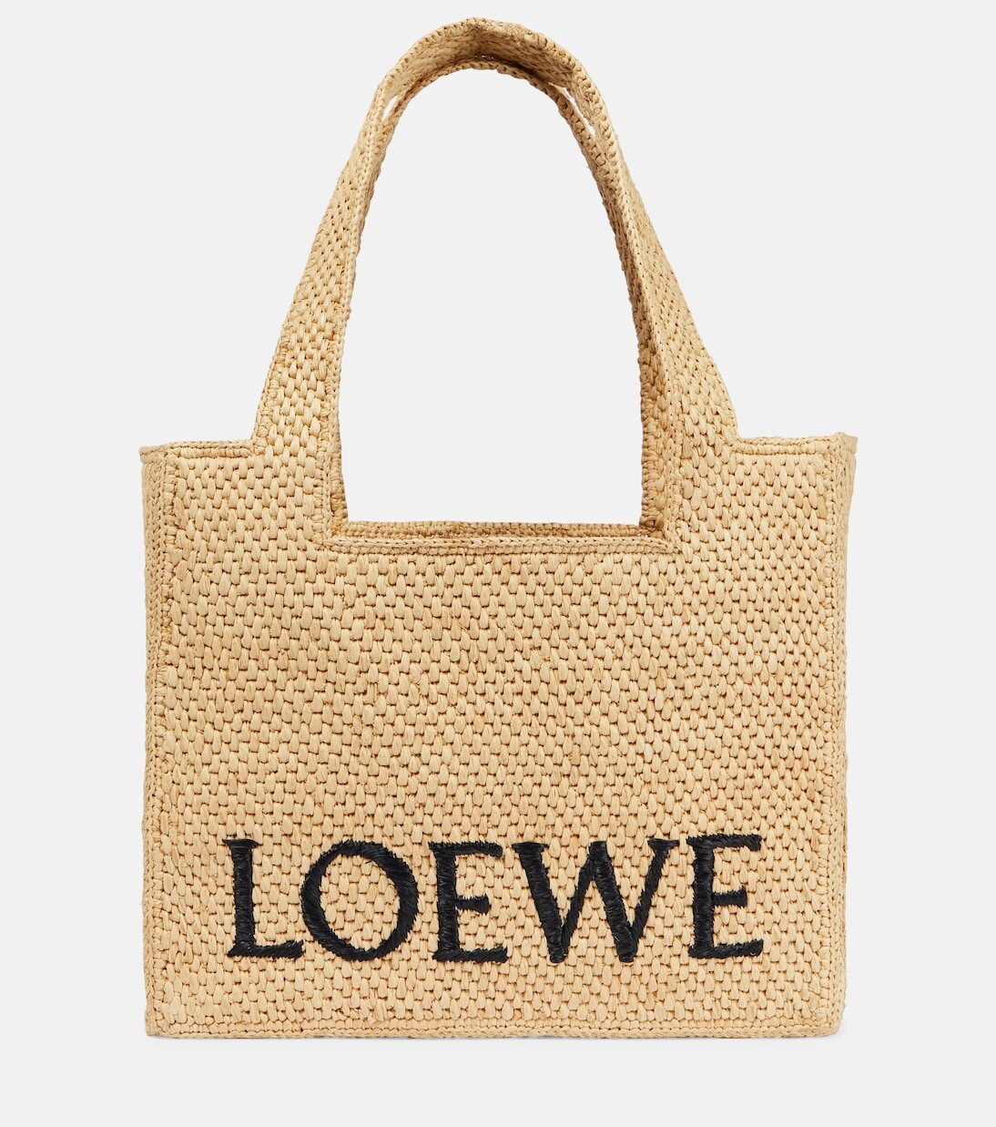 

Сумка-тоут paula's ibiza среднего размера из рафии с логотипом Loewe, бежевый