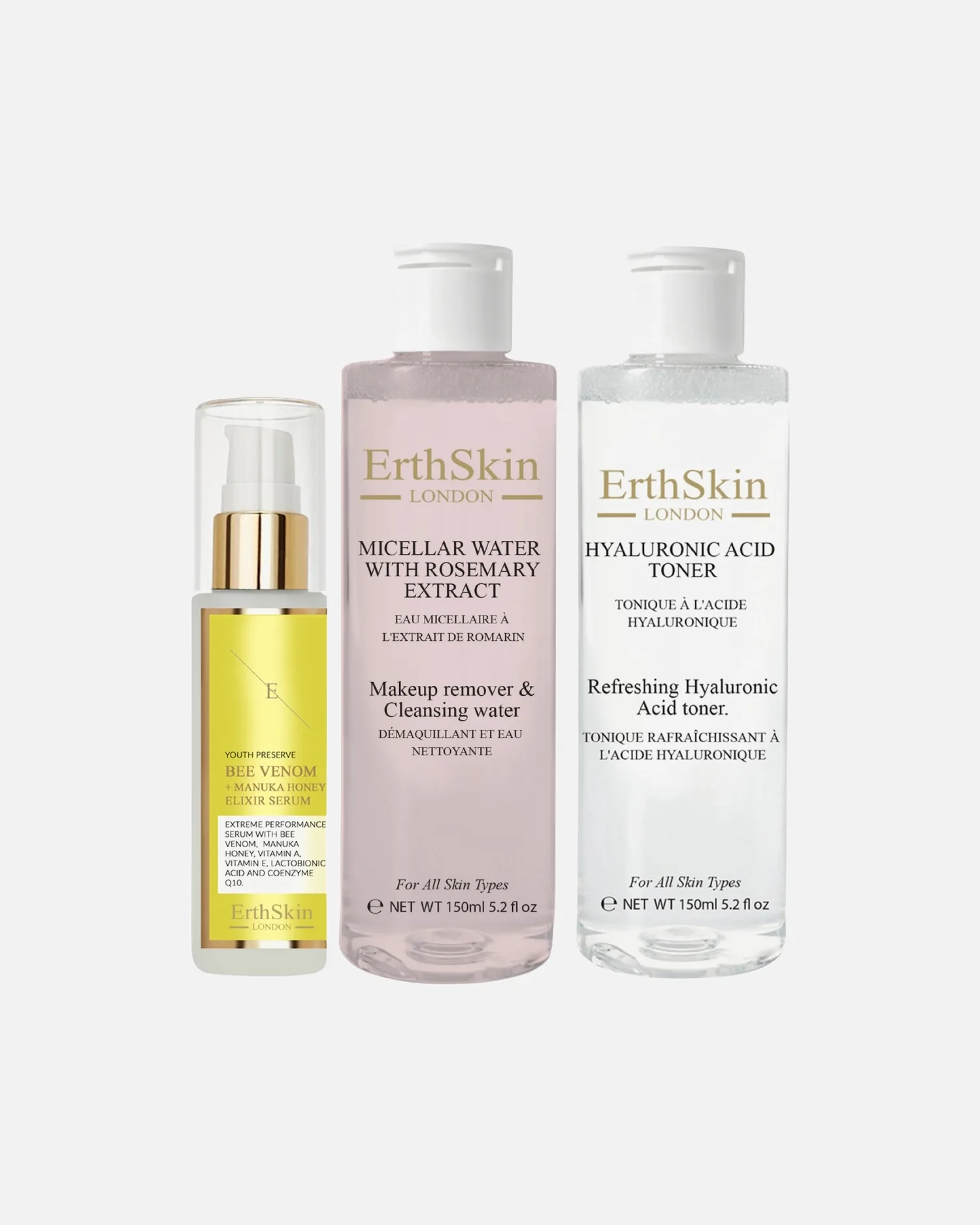 Набор ErthSkin London — Для ухода за лицом: очищение и придание блеска коже лица с помощью пчелиного экстракта. , 1 шт, 150 мл