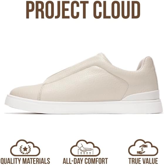 Мужские кроссовки Project Cloud с стелькой из настоящей кожи и памяти формы - легкие и противоскользящие кроссовки для мужчин, повседневные кроссовки без шнурков (Hudson), Offwhite — фото 3