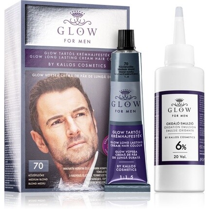 

Kallos Стойкая краска для волос Glow For Men - 70 Medium Blond