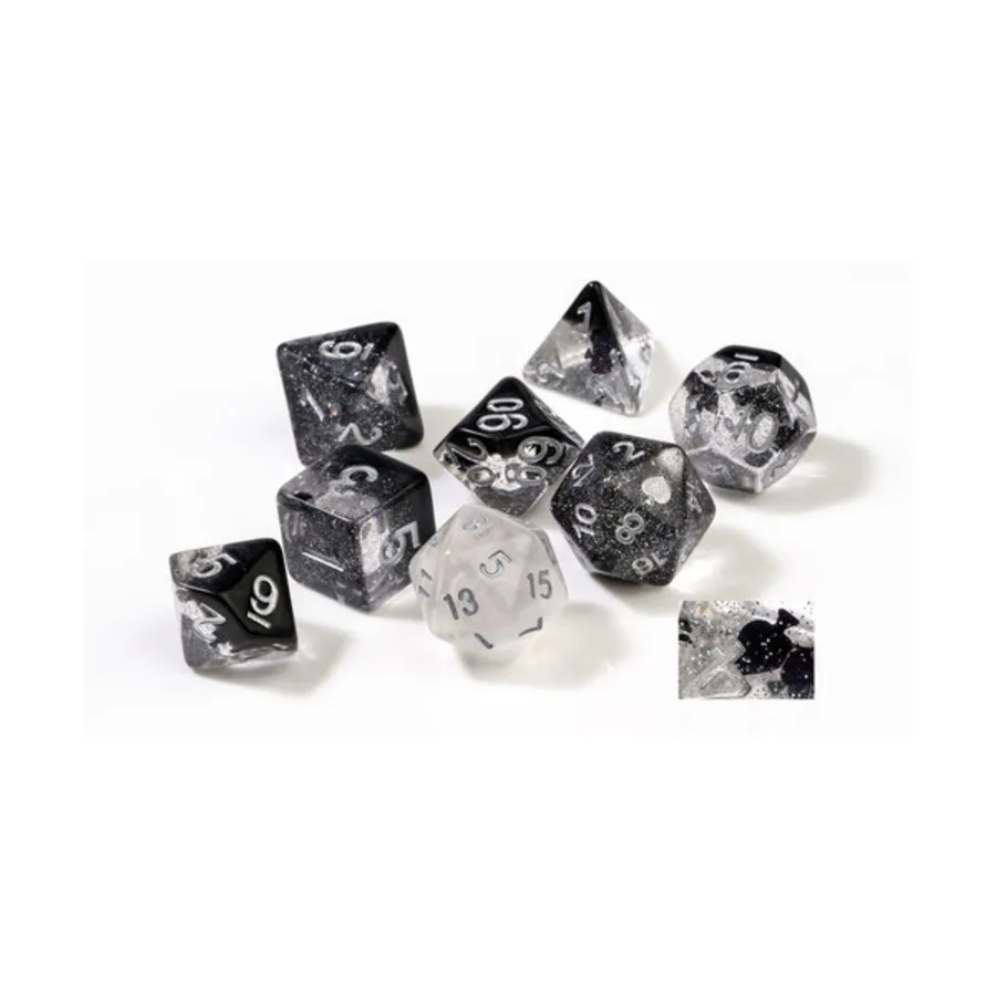 

Набор Poly — лопаты с серебром (7), RPG Dice Sets