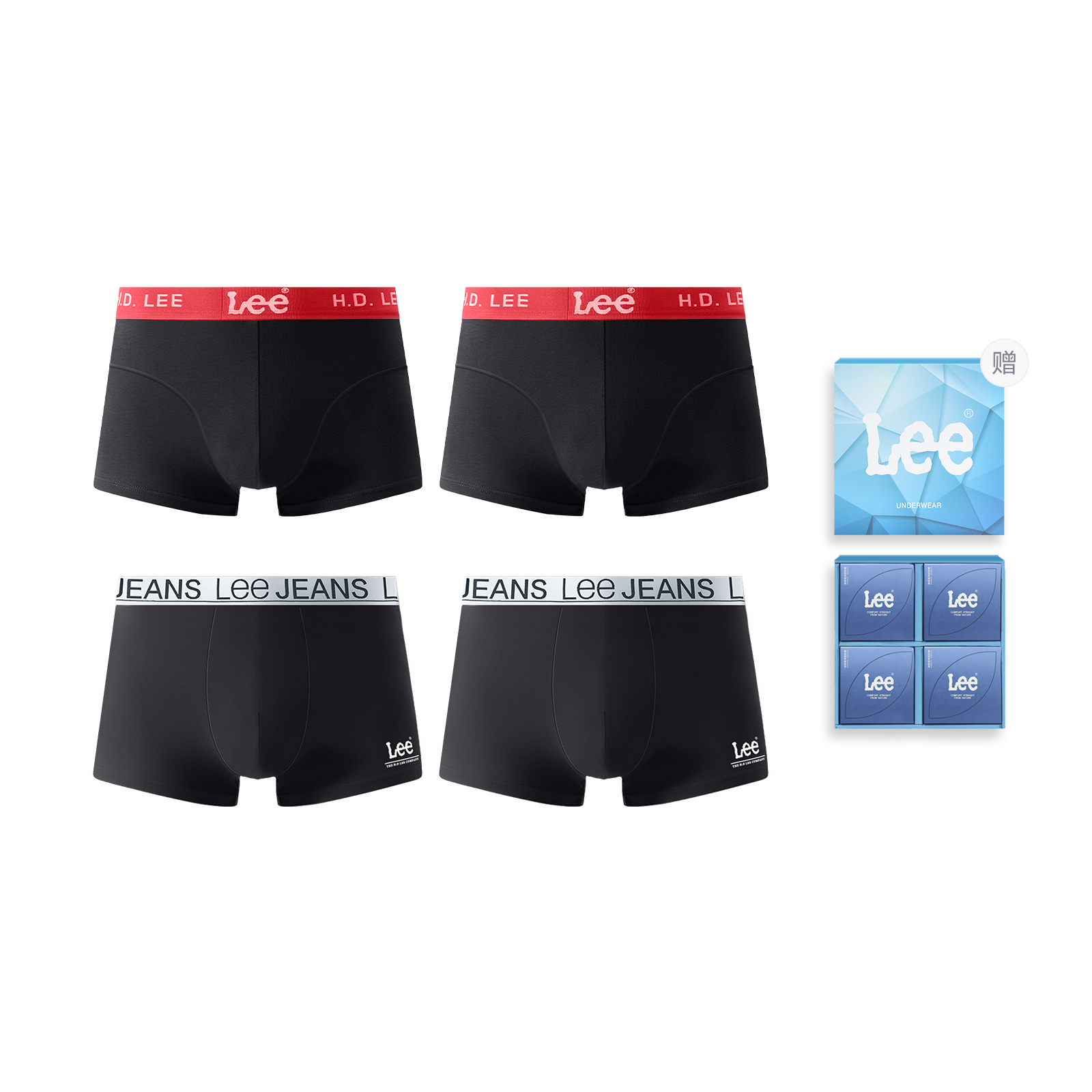 

Edge Color 3.0 трусы подарочные наборы мужские 4 шт Lee, черный