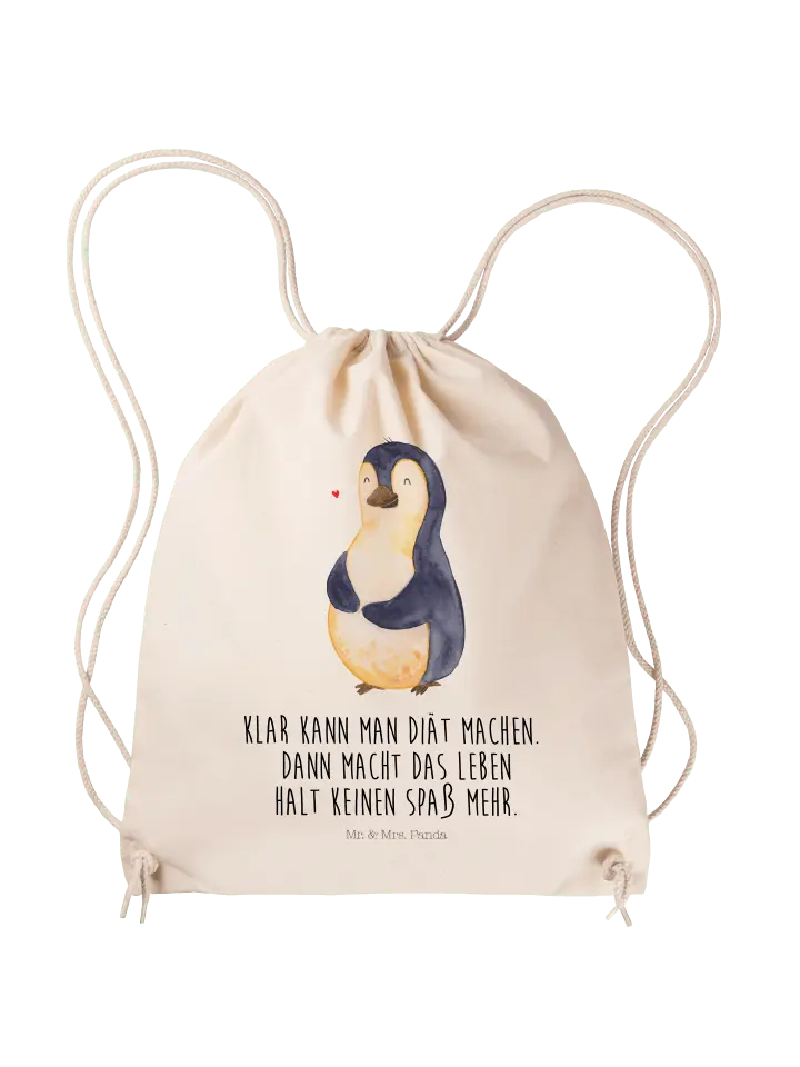 

Спортивная сумка Mr & Mrs Panda Sportbeutel Pinguin Diät, кремовый