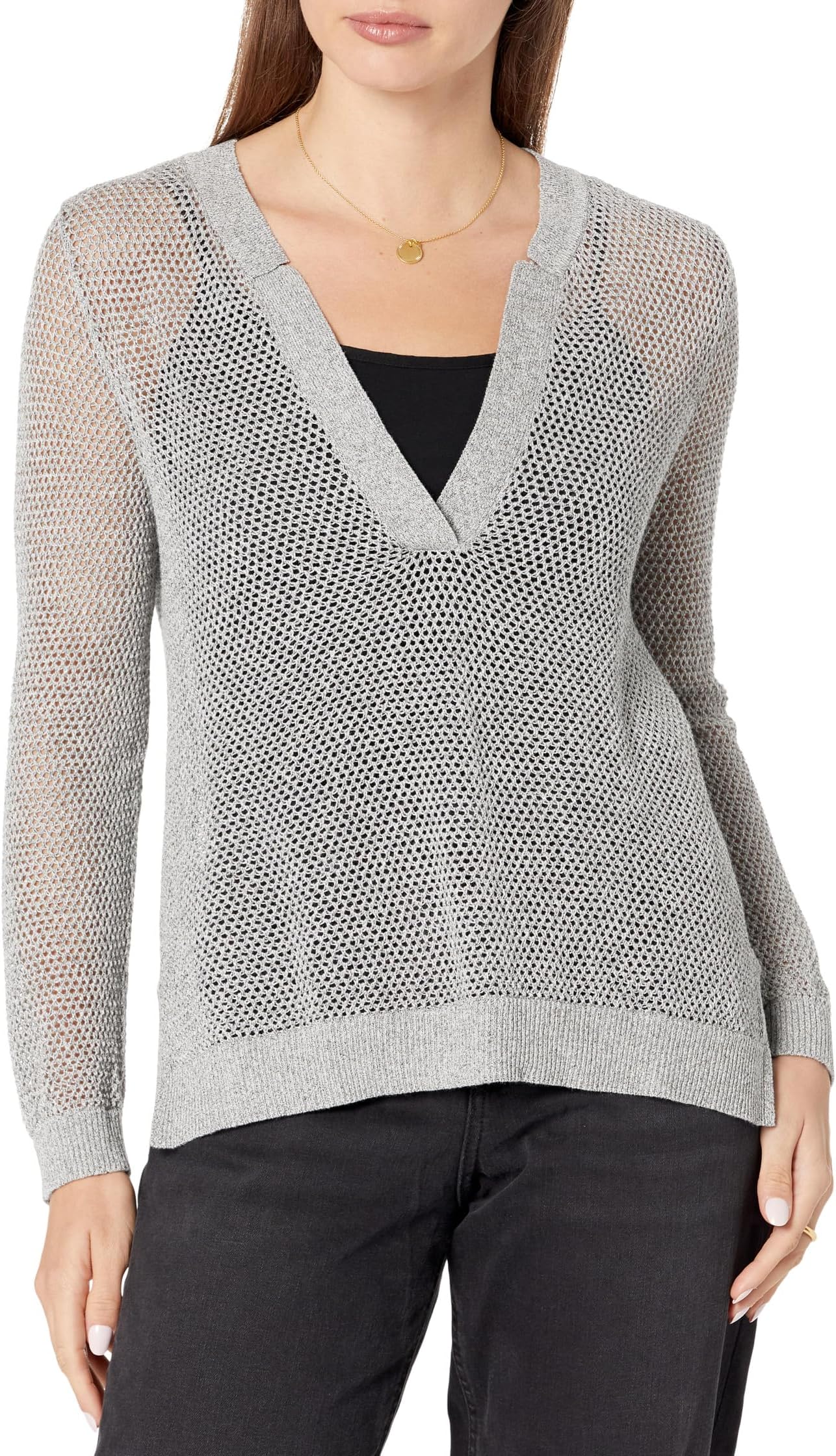 

Свитер NIC+ZOE Petite Mesh Stitch Sweater, цвет Tarragon