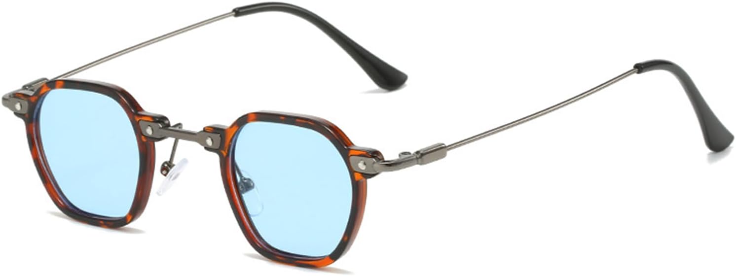 

Мужские солнцезащитные очки в стиле панк — винтажный дизайн с леопардовым принтом — маленькая оправа из сплава — для женщин и мужчин, для вождения и спорта DSVIGF, Blue