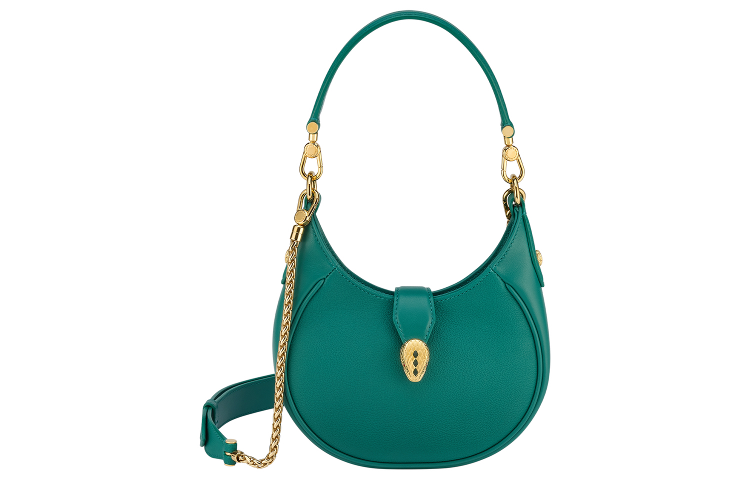 

BVLGARI Сумка Serpenti Ellipse из зернистой телячьей кожи маленького размера для женщин зелёная