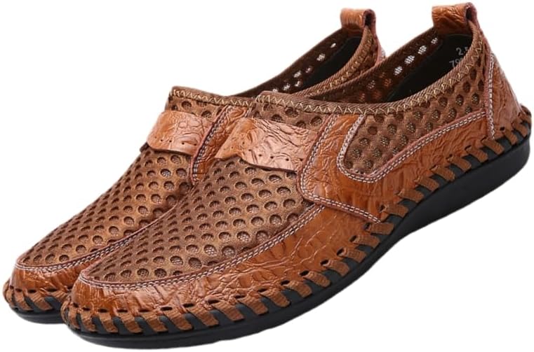 

Мужские дышащие лоферы HoaloX из сетчатого материала, увеличенного размера, прочные и противоскользящие, для походов на открытом воздухе, деловой повседневный и модный стиль весна/лето, светло-коричневый