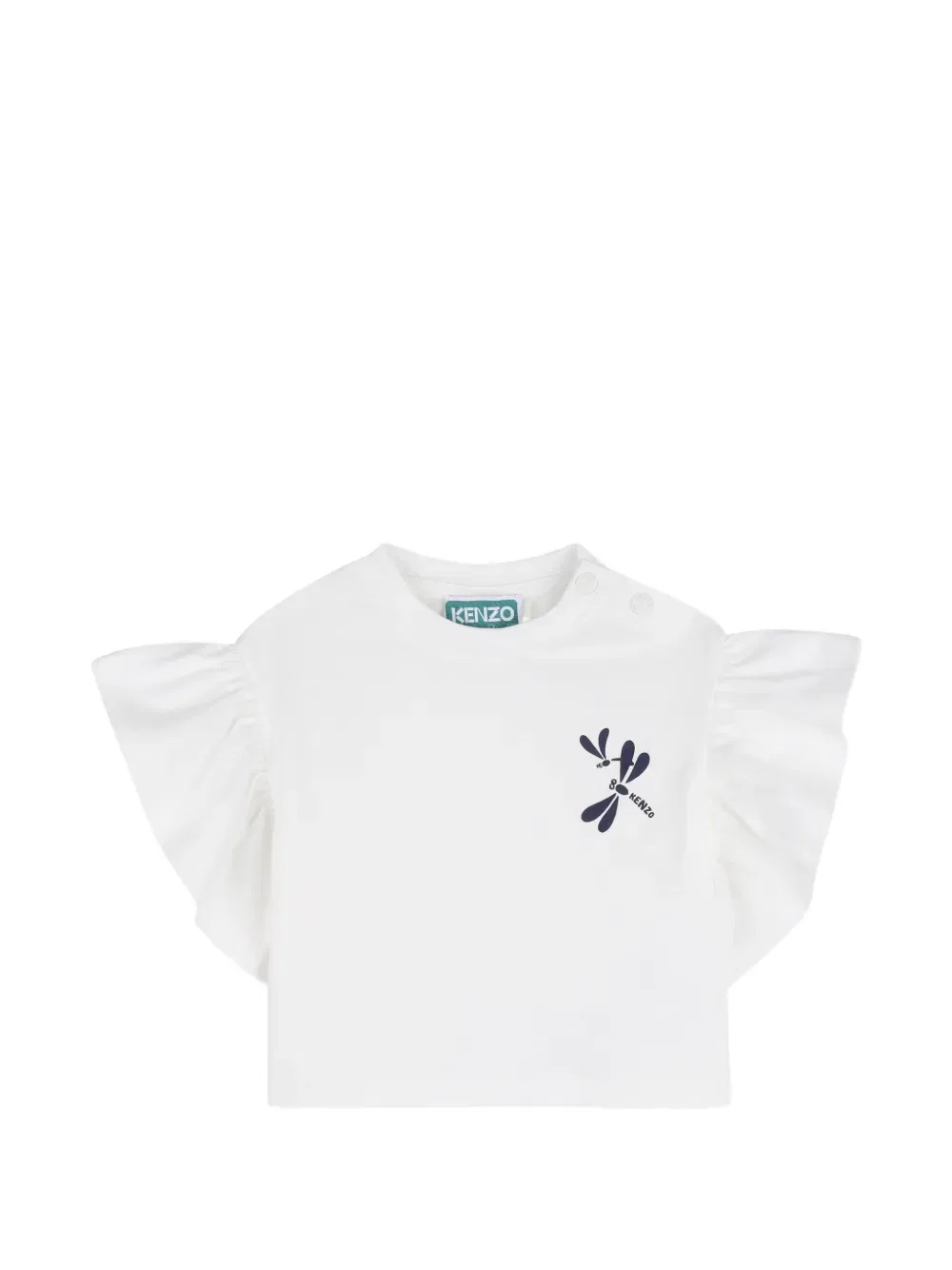 Комплект с оборками и принтом в виде стрекоз Kenzo Kids, белый — фото 3